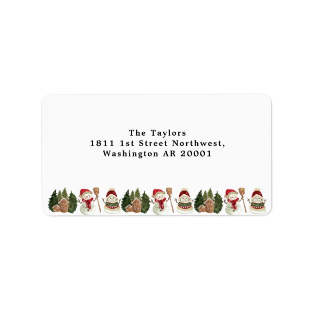 Vintage Christmas Snowmen Address Label (Front)
