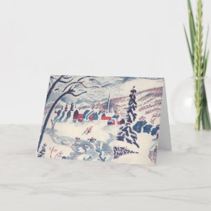 Vintage Christmas, Snowscape with Winter Village Holiday Card