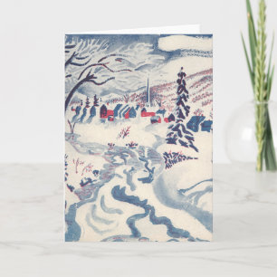 Vintage Christmas, Snowscape with Winter Village Holiday Card