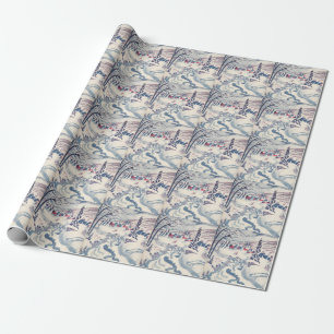 Vintage Christmas, Snowscape with Winter Village Wrapping Paper