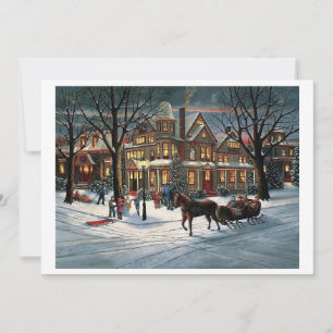 Vintage Christmas snowy landscape Holiday Card