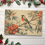 Vintage Christmas Song bird  Tissue Paper<br><div class="desc">This design may be personalized by choosing the Edit Design option. You may also transfer onto other items. Contact me at colorflowcreations@gmail.com or use the chat option at the top of the page if you wish to have this design on another product or need assistance. See more of my designs...</div>