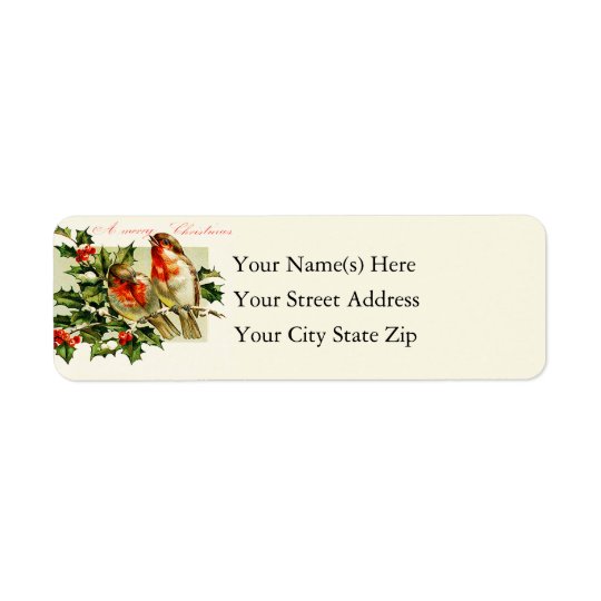 Vintage Christmas Songbirds Return Address Label