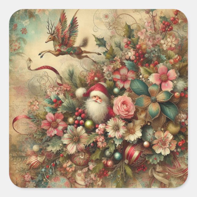 Vintage Christmas  Square Sticker (Front)