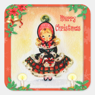 Vintage Christmas Square Sticker