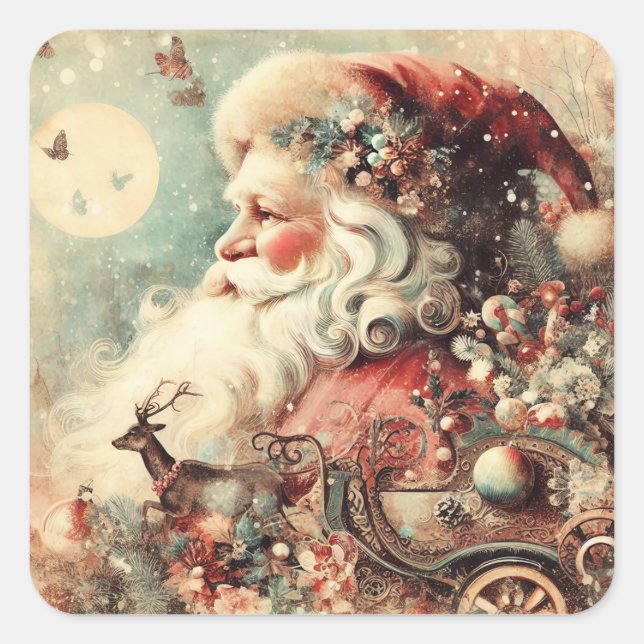 Vintage Christmas Square Sticker (Front)