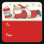 Vintage Christmas Square Sticker<br><div class="desc">Perfect Victorian sticker for your Christmas gifts. Spread a bit of Holiday Cheer with these delightful retro Christmas stickers.</div>