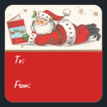 Vintage Christmas Square Sticker<br><div class="desc">Perfect Victorian sticker for your Christmas gifts. Spread a bit of Holiday Cheer with these delightful retro Christmas stickers.</div>