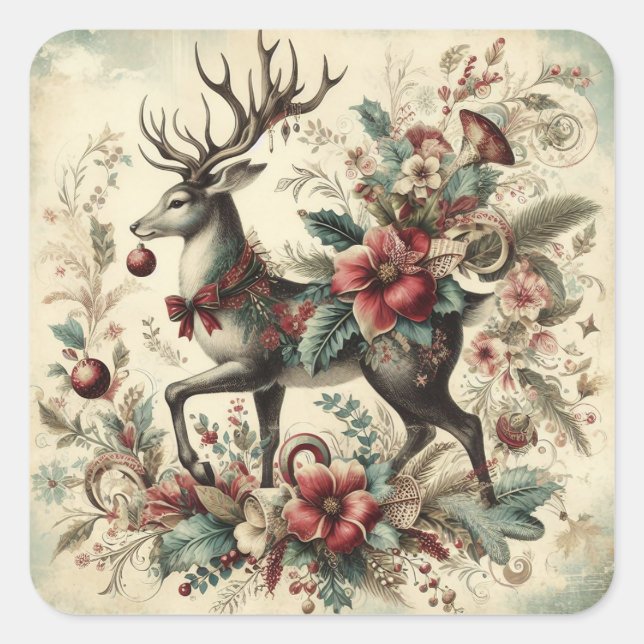 Vintage Christmas  Square Sticker (Front)
