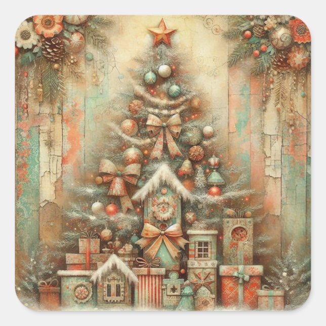 Vintage Christmas  Square Sticker (Front)