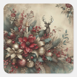 Vintage Christmas Square Sticker