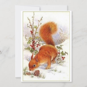 Vintage Christmas Squirrel Holiday Card