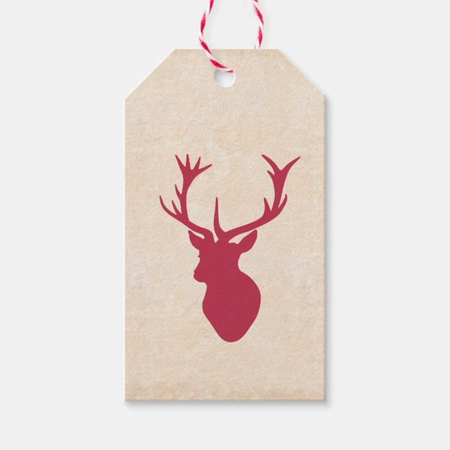 Vintage Christmas Stag Gift Tags (Front)
