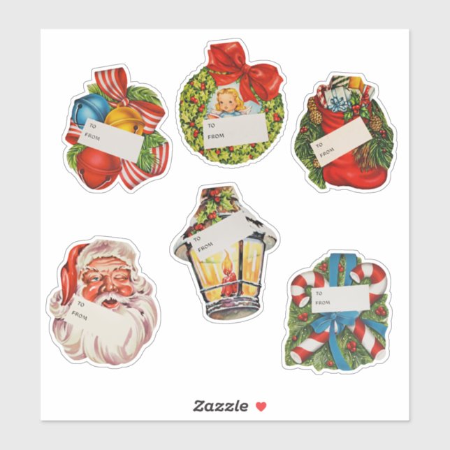 Vintage Christmas Stickers/Gift Tags Large (Sheet)