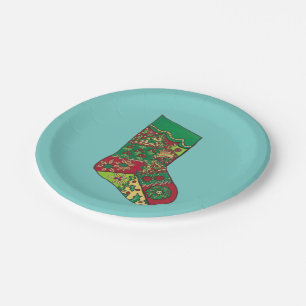 Vintage Christmas Stocking Paper Plate