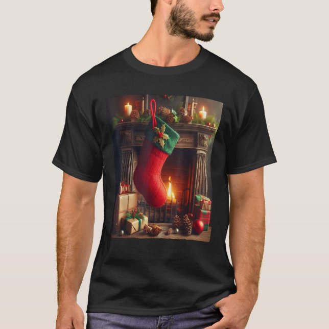 Vintage Christmas Stocking T-Shirt (Front)