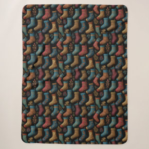 Vintage Christmas Stockings Sherpa Blanket