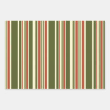 Vintage Christmas Stripe Red and Green   