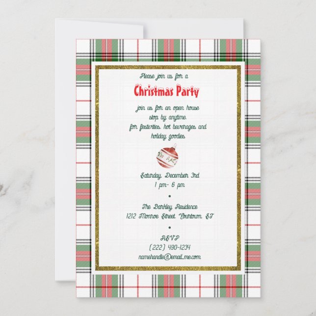 Vintage Christmas Tartan Plaid Invitation (Front)
