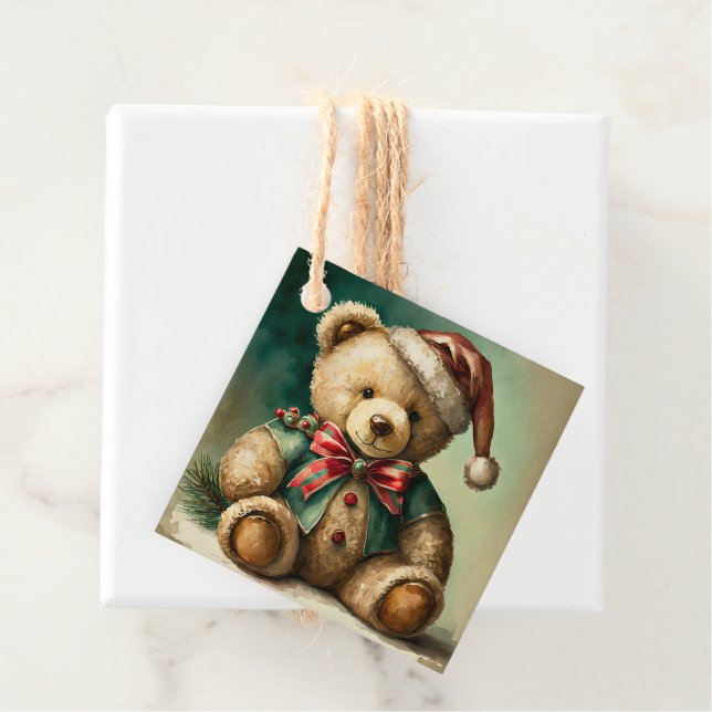 Vintage Christmas Teddy bear Favour Tags (In Situ)
