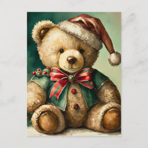 Vintage Christmas Teddy bear Postcard