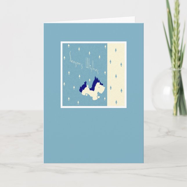 Vintage Christmas Terrier Dog Holiday Card (Front)