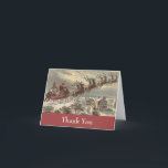 Vintage Christmas Thank You<br><div class="desc">Vintage illustration Victorian Christmas holiday scene with Santa Claus and his reindeer delivering toys on Christmas Eve.Thomas Nast.</div>