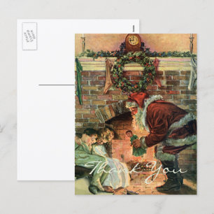 Vintage Christmas Thank You Holiday Postcard