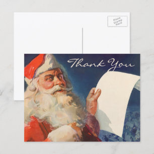 Vintage Christmas Thank You Postcard