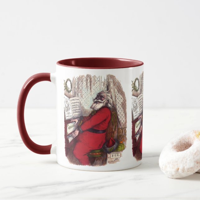 Vintage Christmas, Thomas Nast Santa Claus Piano Mug (With Donut)