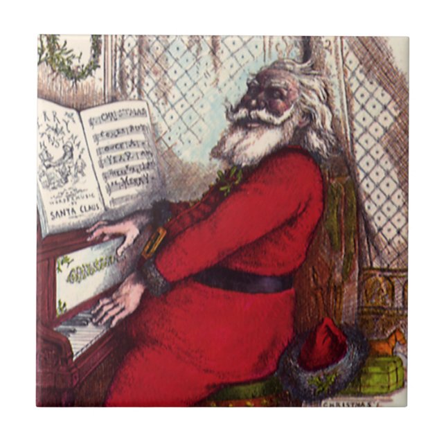 Vintage Christmas, Thomas Nast Santa Claus Piano Tile (Front)