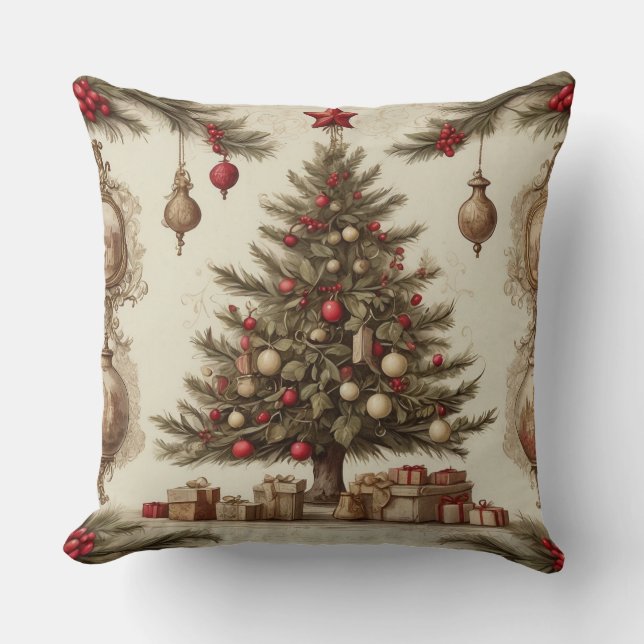 Vintage Christmas  Throw Pillow (Front)
