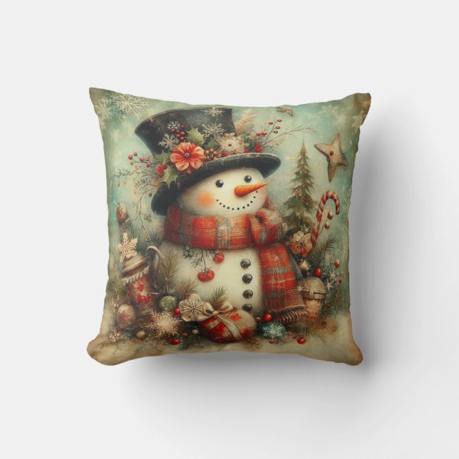 Vintage Christmas Throw Pillow (Front)