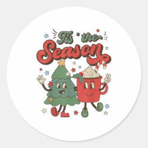 Vintage Christmas Tis The Season Christmas Tree Co Classic Round Sticker