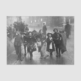 Vintage Christmas Tissue Paper CHILDREN HOLLY 1915