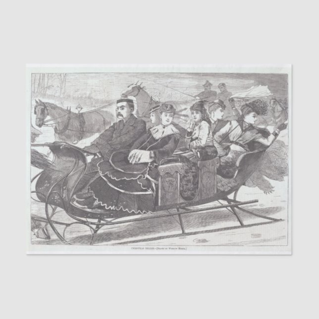 Vintage Christmas Tissue Paper SLEIGH BELLES (Front)
