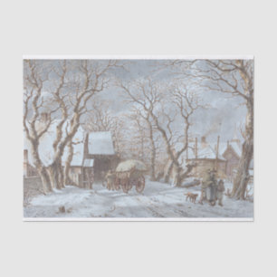 Vintage Christmas Tissue Paper WINTER SCENE