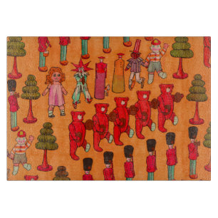 Vintage Christmas Toy Parade 1907 Puck Magazine Cutting Board