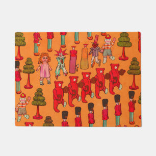 Vintage Christmas Toy Parade 1907 Puck Magazine Doormat