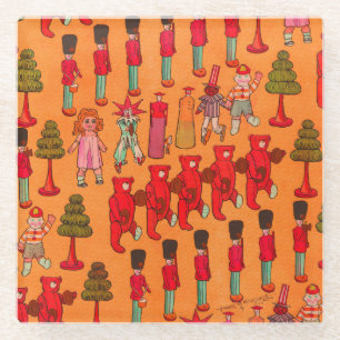 Vintage Christmas Toy Parade 1907 Puck Magazine Glass Coaster