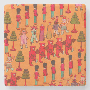 Vintage Christmas Toy Parade 1907 Puck Magazine Stone Coaster