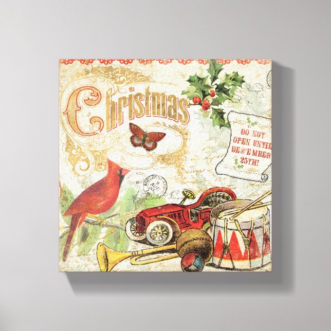 Vintage Christmas Toys Canvas Print (Front)