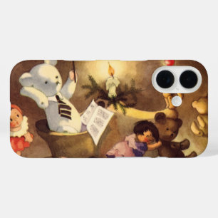 Vintage Christmas Toys, Dancing Dolls, Teddy Bears iPhone 16 Case