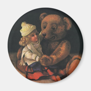 Vintage Christmas Toys, Doll and a Teddy Bear Magnet