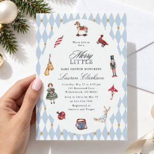 Vintage Christmas Toys Merry Little Baby Shower Invitation