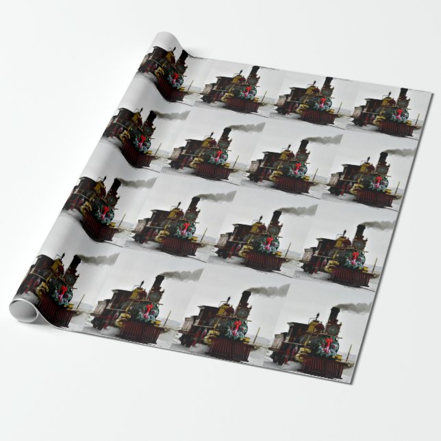 Vintage Christmas Train, 30" x 6' Wrapping Paper (Unrolled)