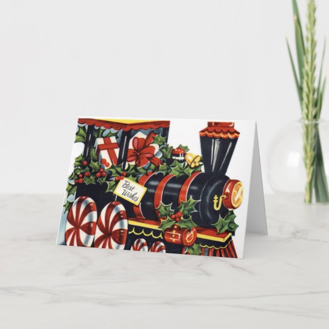 Vintage Christmas Train Holiday Card (Front)
