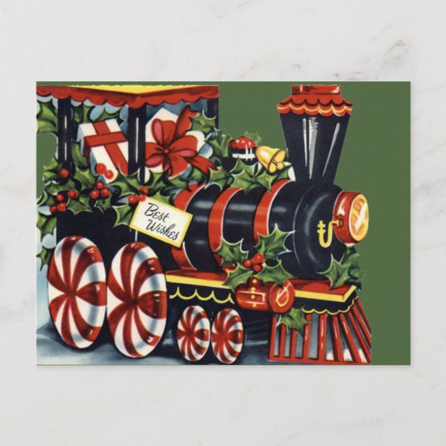 Vintage Christmas Train Postcard (Front)