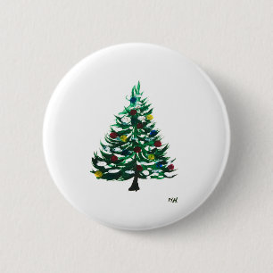Vintage Christmas tree 2 Inch Round Button