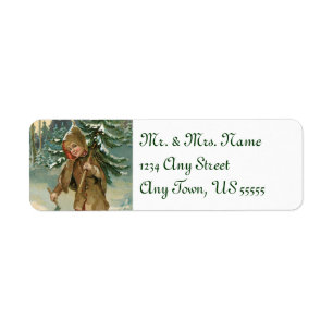 Vintage Christmas Tree Address Labels
